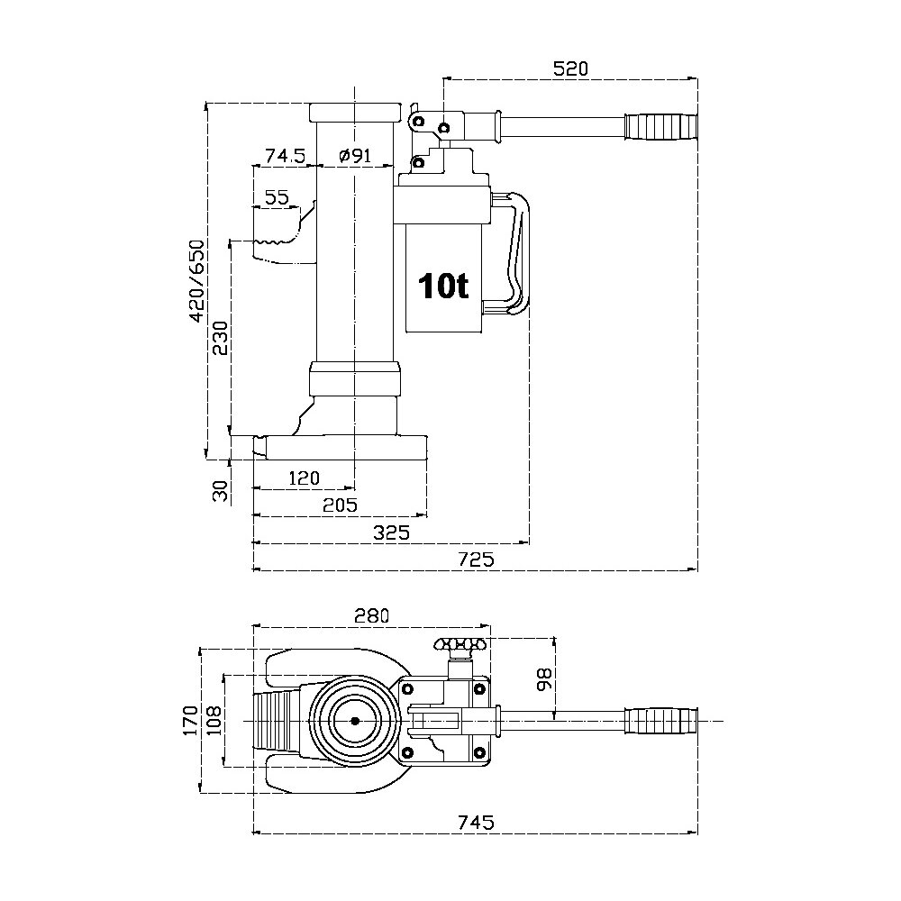 Hydraulical toe jacks