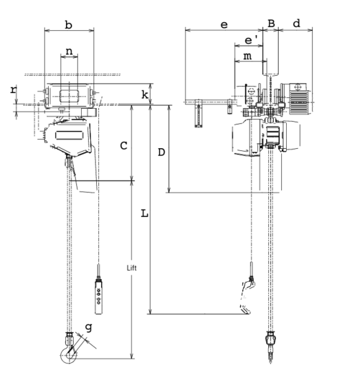 Electric Chain Hoist KITO EQM blueprint