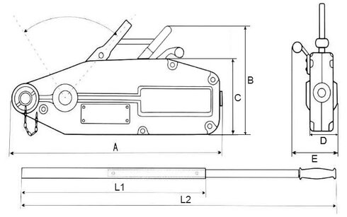 Aluminum Wire Rope Hoist POWERTEX PAPH-S1 measurements