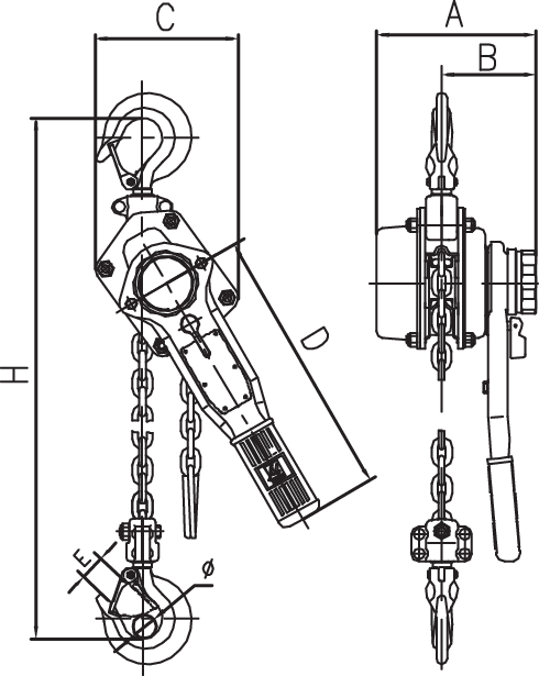 Lever Hoist POWERTEX PLH-S1 measurements