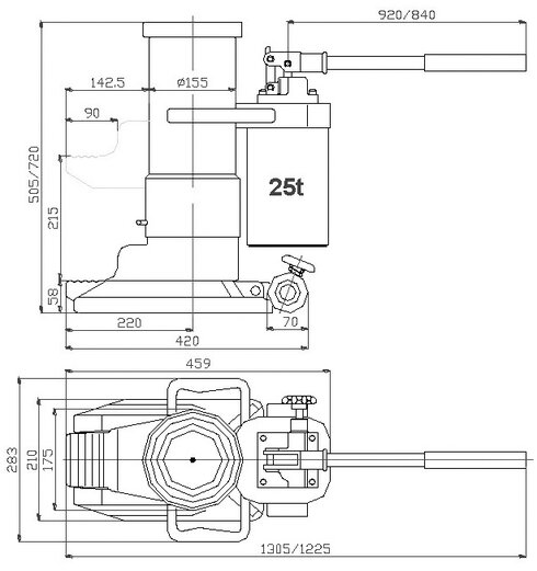 Drawing 25 ton hydraulic jack PTJ-S1