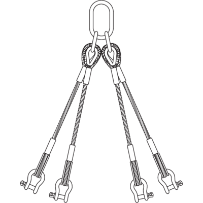 Wire Rope Sling -Four Leg Quic-Sling with Shackles