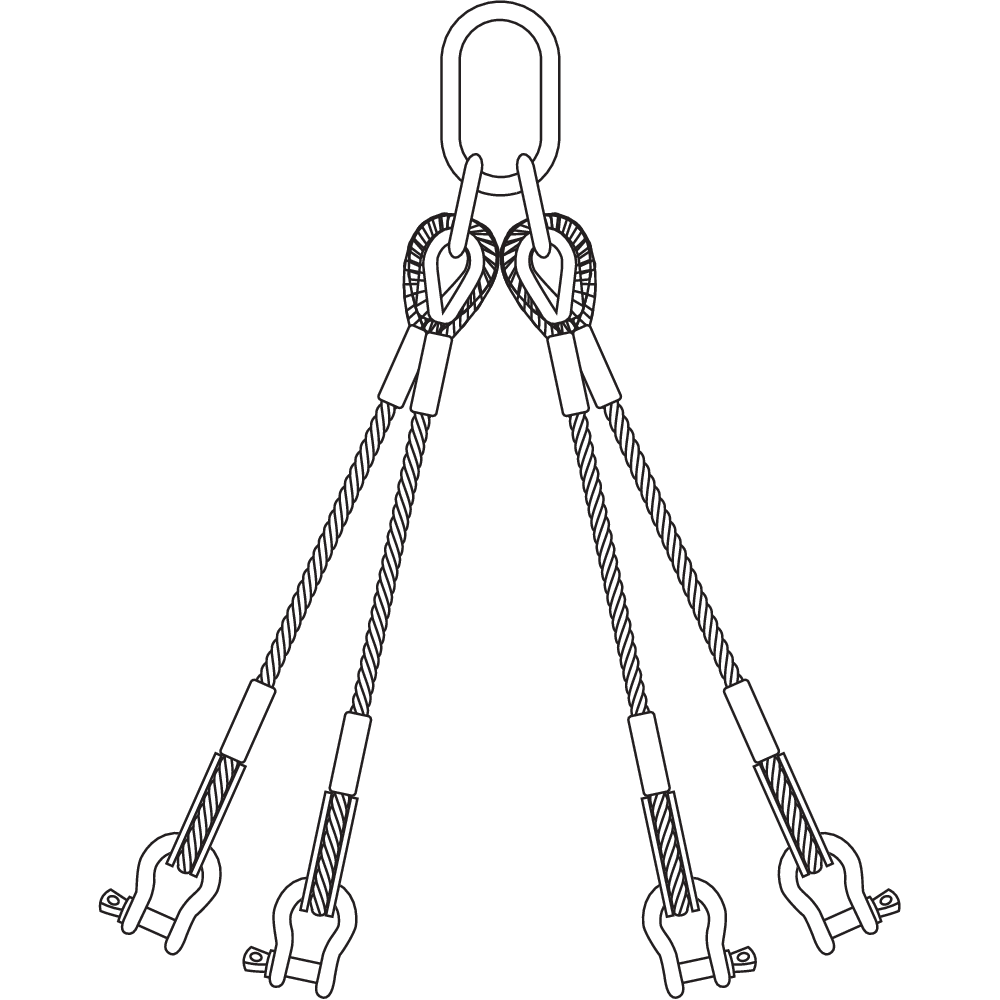 Wire Rope Sling -Four Leg Quic-Sling with Shackles